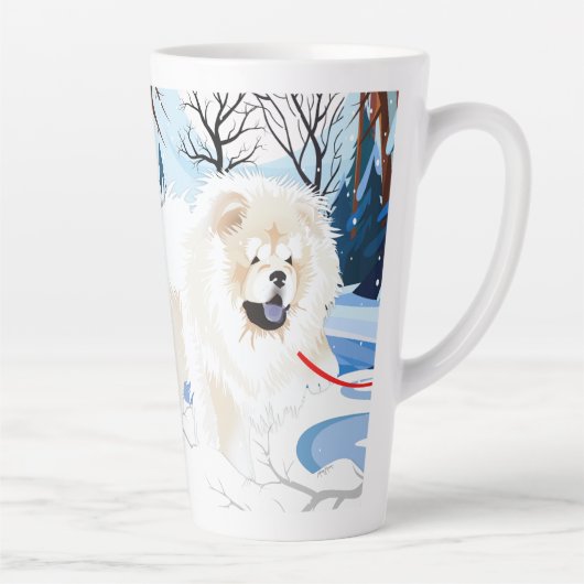 SUR LE FLEUVE Cream Chow tasse en latte avec texte (Droite)