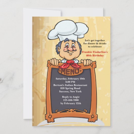 Sur le menu Invitation (Devant)