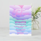 Sur le nuage 9 Invitation d'anniversaire 9e rose m (Debout devant)