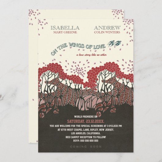 Sur les ailes de l'amour faire-part de mariage ref (Devant / Derrière)