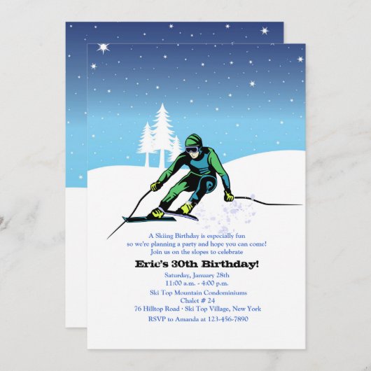 Sur Les Pistes Invitation Ski (Devant / Derrière)