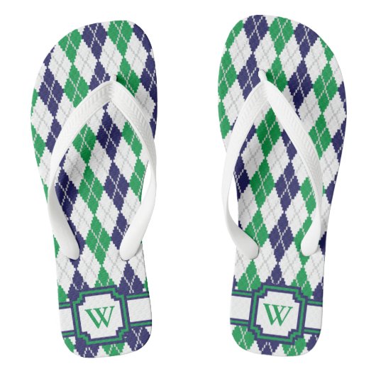 Sur les tongs du Jacquard vert (Semelle)