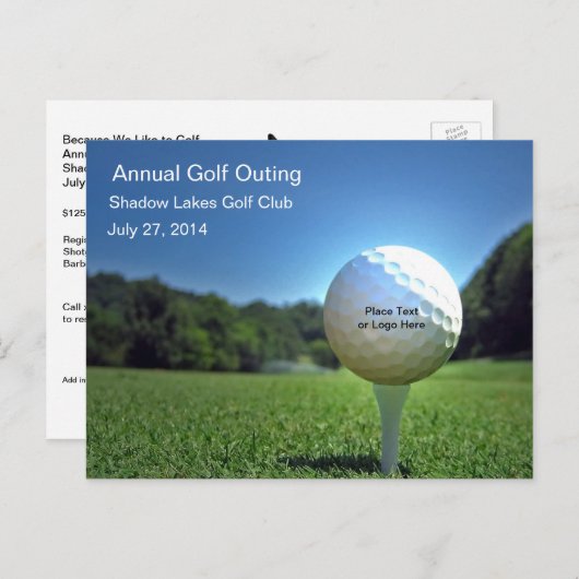 Sur Tee Golf Custom Text Invitation (Devant / Derrière)