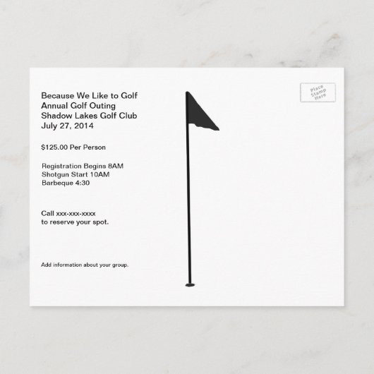 Sur Tee Golf Custom Text Invitation (Dos)
