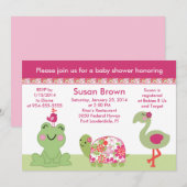 Sur une invitation à un Baby shower d'étang/tortue (Devant / Derrière)