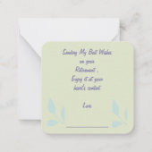 Sur votre carte de note de retraite : (Dos)