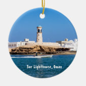 Sur vuurtoren met vissersboot - Sur, Oman Keramisch Ornament (Voorkant)