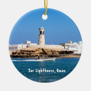 Sur vuurtoren met vissersboot - Sur, Oman Keramisch Ornament