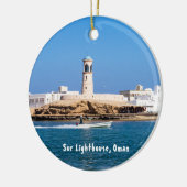 Sur vuurtoren met vissersboot - Sur, Oman Keramisch Ornament (Links)