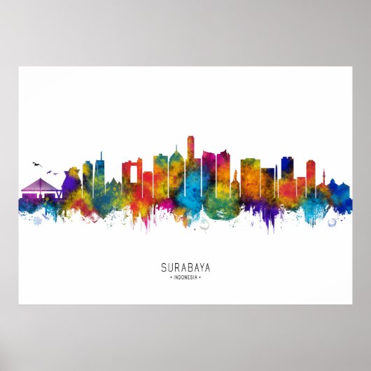 Surabaya Indonesia Skyline Poster (Voorkant)