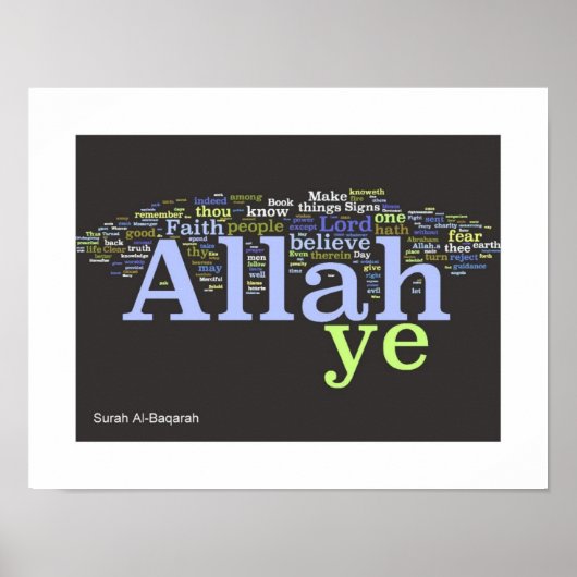 Surah Al-Baqarah Wordle Print (Voorkant)