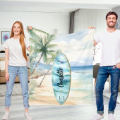 Surboard strand palmbomen naam fleece deken