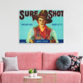 Sure Shot Pear Crate LabelPotter Valley, CA Canvas Afdruk (Insitu (Woonkamer))