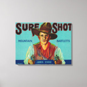 Sure Shot Pear Crate LabelPotter Valley, CA Canvas Afdruk