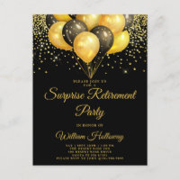 SurEnterprise Retirement Party Gold Black Balloons