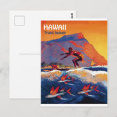 Surf à Hawaï, paradis tropical, carte postale de v (Devant / Derrière)