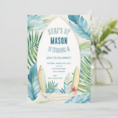 Surf Anniversaire Invitation en bleu (Debout devant)