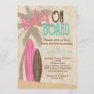 Surf Baby shower Invitation Style Vintage fille