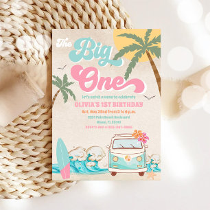Surf Beach 1e verjaardagsuitnodiging Kaart
