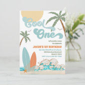 Surf Beach 1st Birthday Invitation (Debout devant)