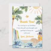 Surf Beach Anniversaire Carte de remerciements (Devant)