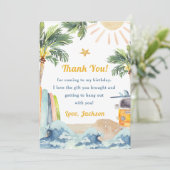 Surf Beach Anniversaire Carte de remerciements (Debout devant)