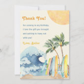 Surf Beach Anniversaire Carte de remerciements (Devant)