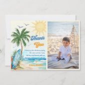 Surf Beach Anniversaire Carte de remerciements pho (Devant)