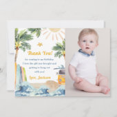 Surf Beach Anniversaire Carte de remerciements pho (Devant)