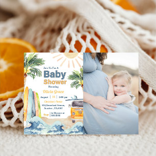 Surf Beach Baby shower Photo Invitation