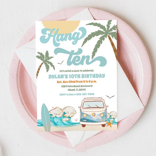 Surf Beach Birthday Party Invitation