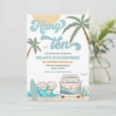 Surf Beach Birthday Party Invitation (Debout devant)