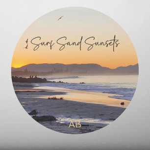 Surf Beach gepersonaliseerd Ronde Sticker