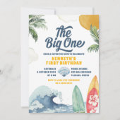 Surf Beach Summer Big One First Birthday Invitatio Kaart (Voorkant)