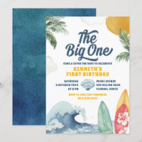 Surf Beach Summer Big One First Birthday Invitatio