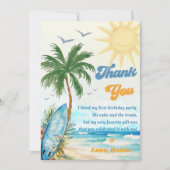 Surf Beach Verjaardagsfeestje Dank je kaart (Voorkant)