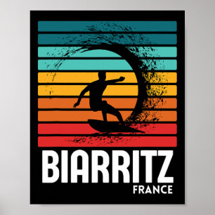 Surf Biarritz Frankrijk Strand Vintage Retro Surfe Poster