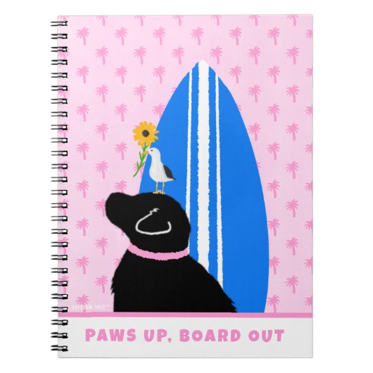 Surf Black Lab Chien Spiral Carnet (Devant)