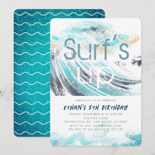 Surf blauw golfspeel op één dag kaart (Voorkant / Achterkant)