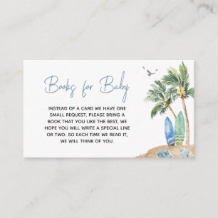 Surf Board Beach Baby shower Boeken voor Baby Informatiekaartje