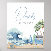 Surf Board Beach Baby shower Drinken Poster (Voorkant)