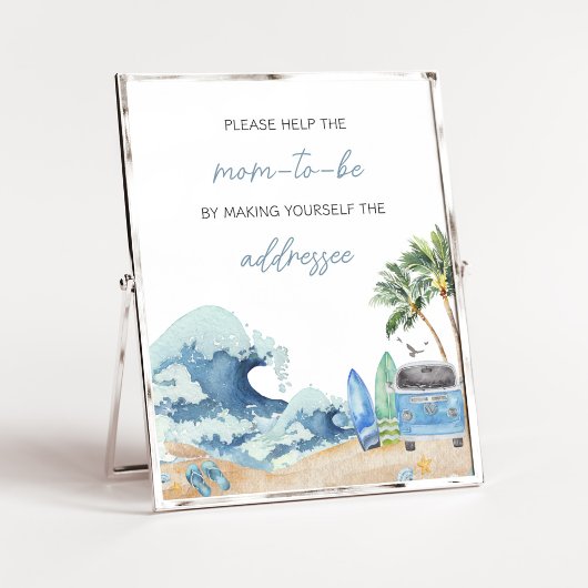 Surf Board Beach Baby shower Envelope Station Poster