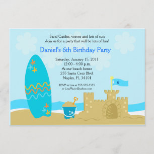 SURF BOARD BEACH SAND CASTLE 5x7 Aangepaste uitnod Kaart