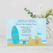 SURF BOARD BEACH SAND CASTLE 5x7 Custom Invitation (Debout devant)