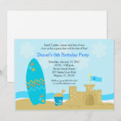 SURF BOARD BEACH SAND CASTLE 5x7 Custom Invitation (Devant / Derrière)