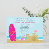 SURF BOARD BEACH SAND CASTLE 5x7 Custom Invitation (Debout devant)
