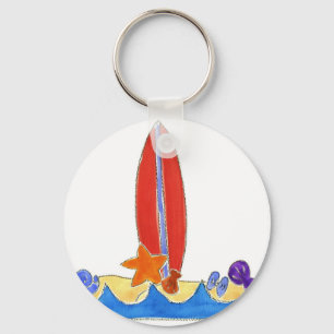 Surf Board Beach Sleutelhanger