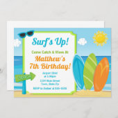Surf Board Invitation Anniversaire Surf Beach Part (Devant / Derrière)