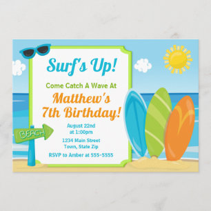Surf Board Invitation Anniversaire Surf Beach Part
