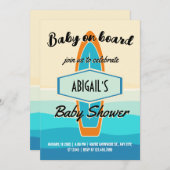 Surf board strand baby shower uitnodiging (Voorkant / Achterkant)